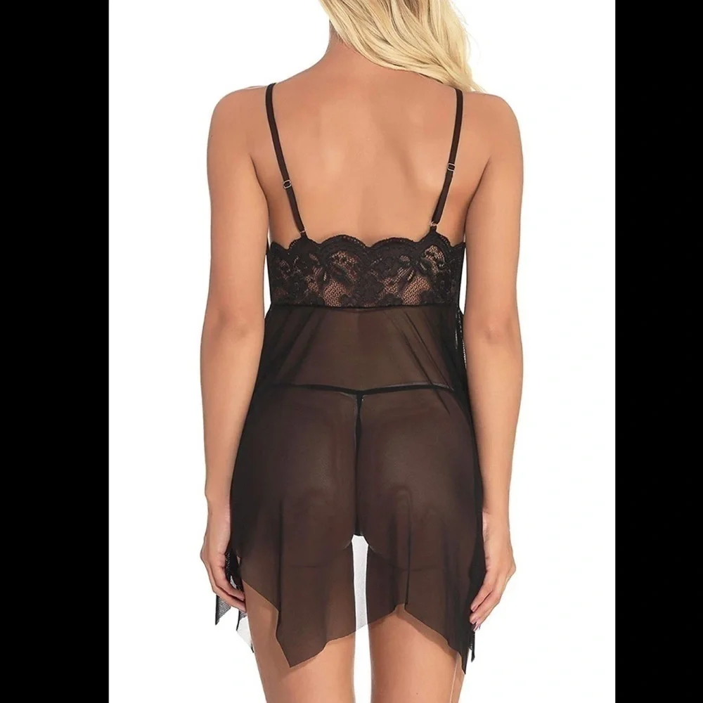 Black babydoll lingerie panty set